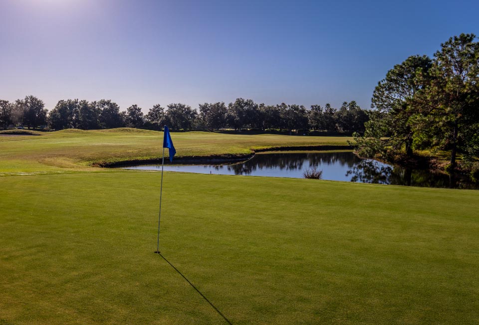 Course greens with flag